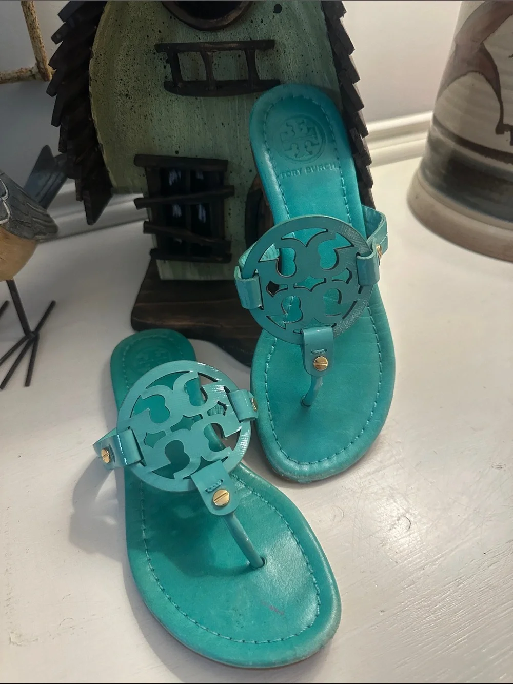Tory Burch Teal Miller Flats Sandals 6.5